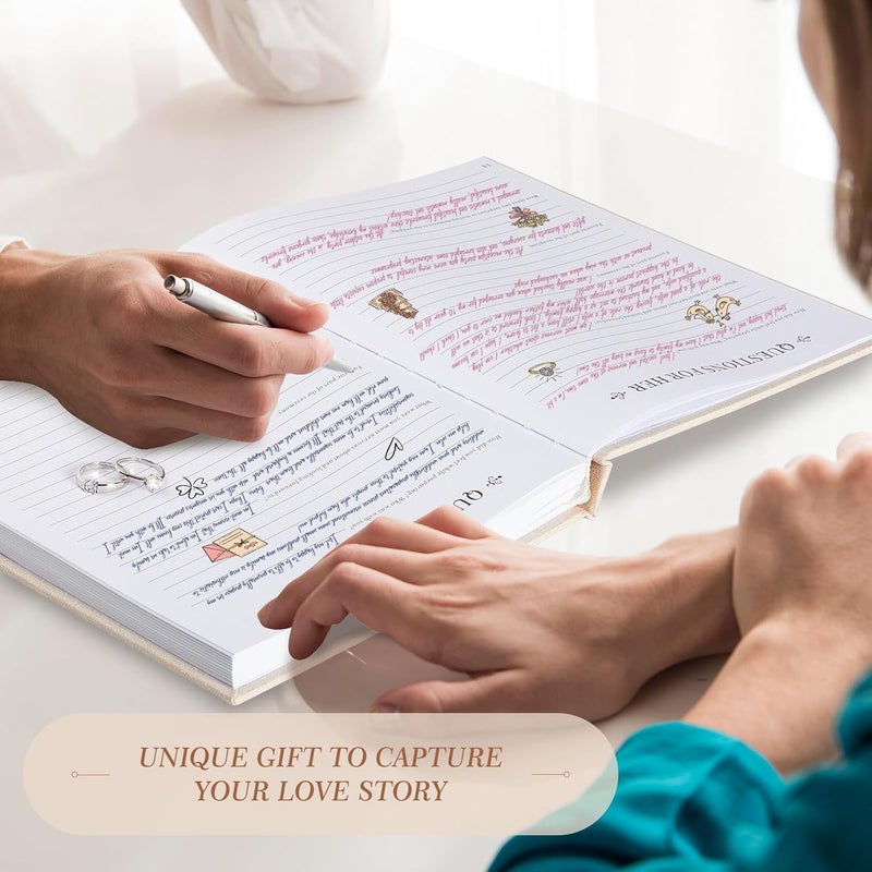 Lanpn Wedding Anniversary Journal Book, Linen Dating 1st to 70th Couple Memory Book Wedding Scrapbook, 190 Pages Love Stories Notebook Newlywed Marriage Anniversary Bridal Shower Gift, Beige - Image 5